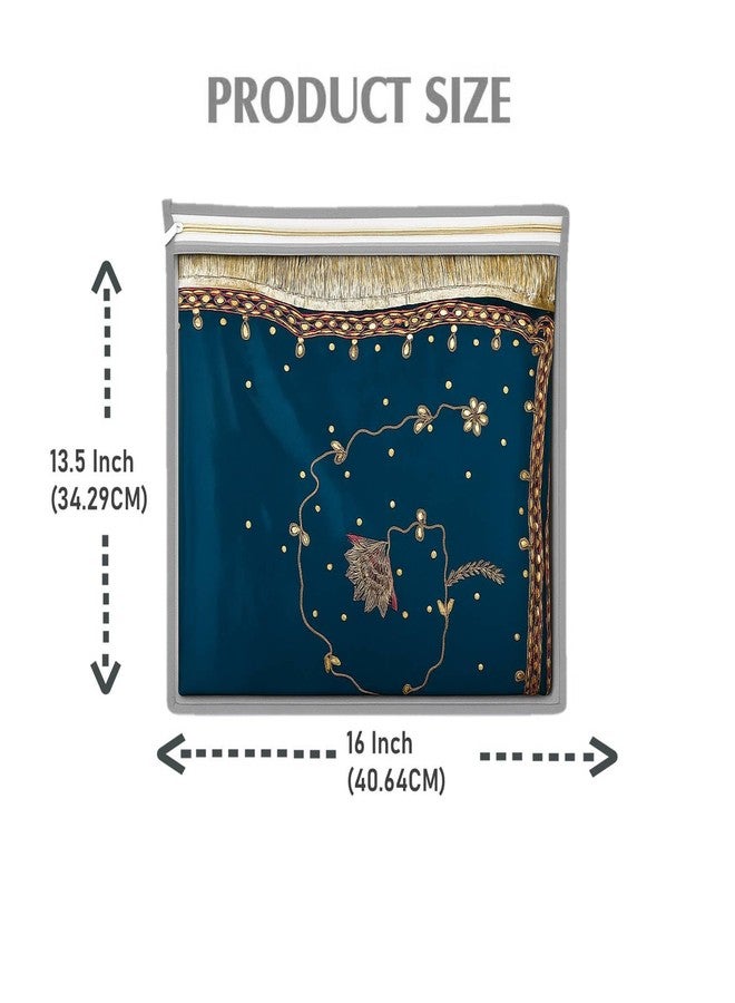 Lify transparent Saree Covers/Saree Bags/Storage Bags/Clothes Covers with Zip Lock Combo (Suitable for Single Saree Pack)- Black, Grey & Golden Color (Light Grey- 6Piece) - Image 2